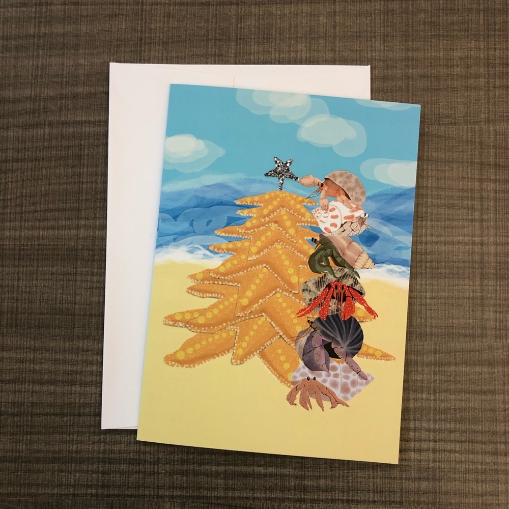 200 Beach Starfish & Hermit Crab Christmas Cards